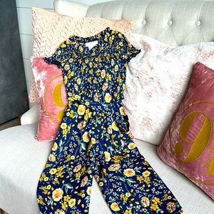 Blue Floral size 6 girls romper